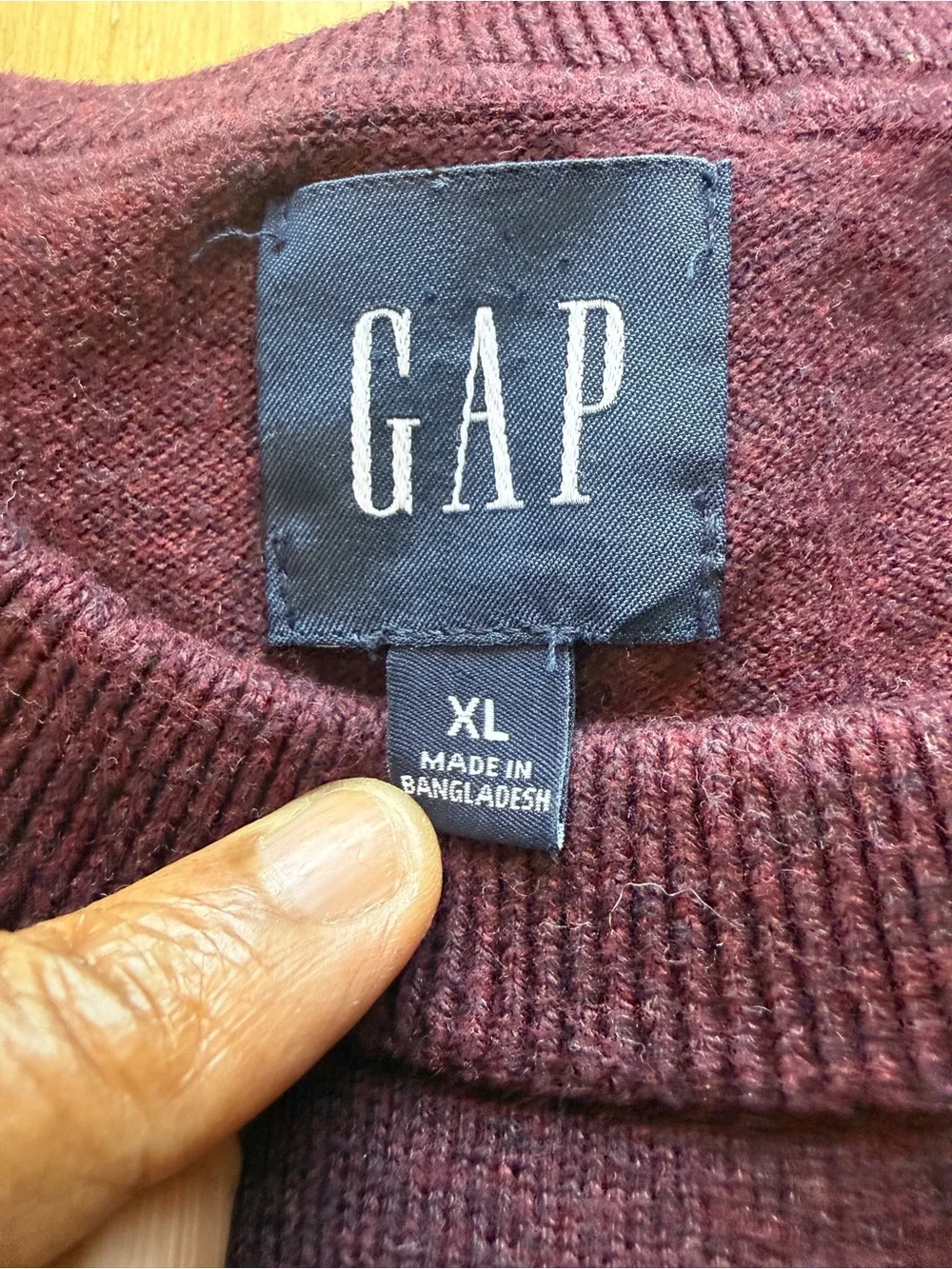 GAP Burgundy Navy Stripe Crewneck Sweater XL 100% Cotton Classic Men’s